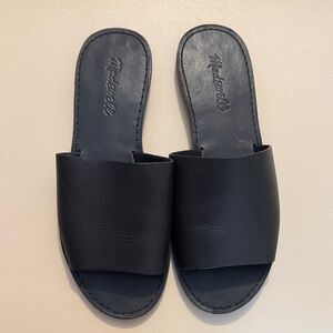 Madewell Black Leather Slide Sandals